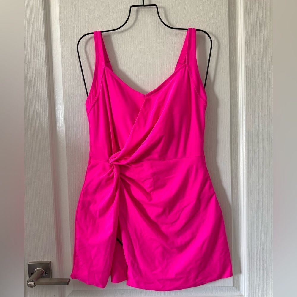 Alemedur Vibrant Pink One Piece Swimsuit Swimdress M